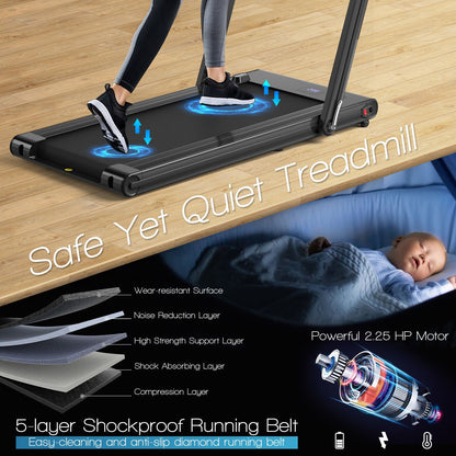 2-in-1 Under-Desk Folding Treadmill with Dual LED Display