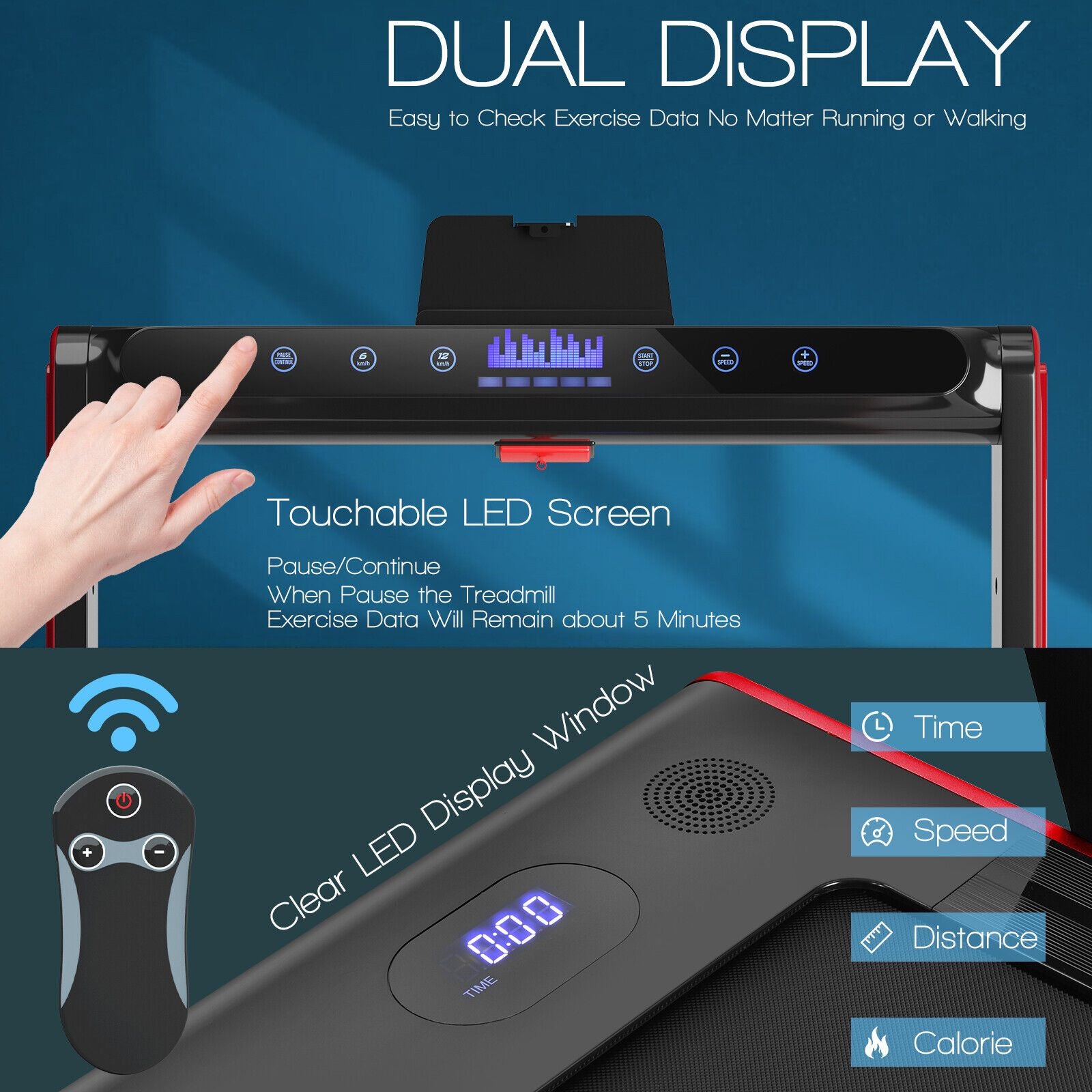 2-in-1 Under-Desk Folding Treadmill with Dual LED Display