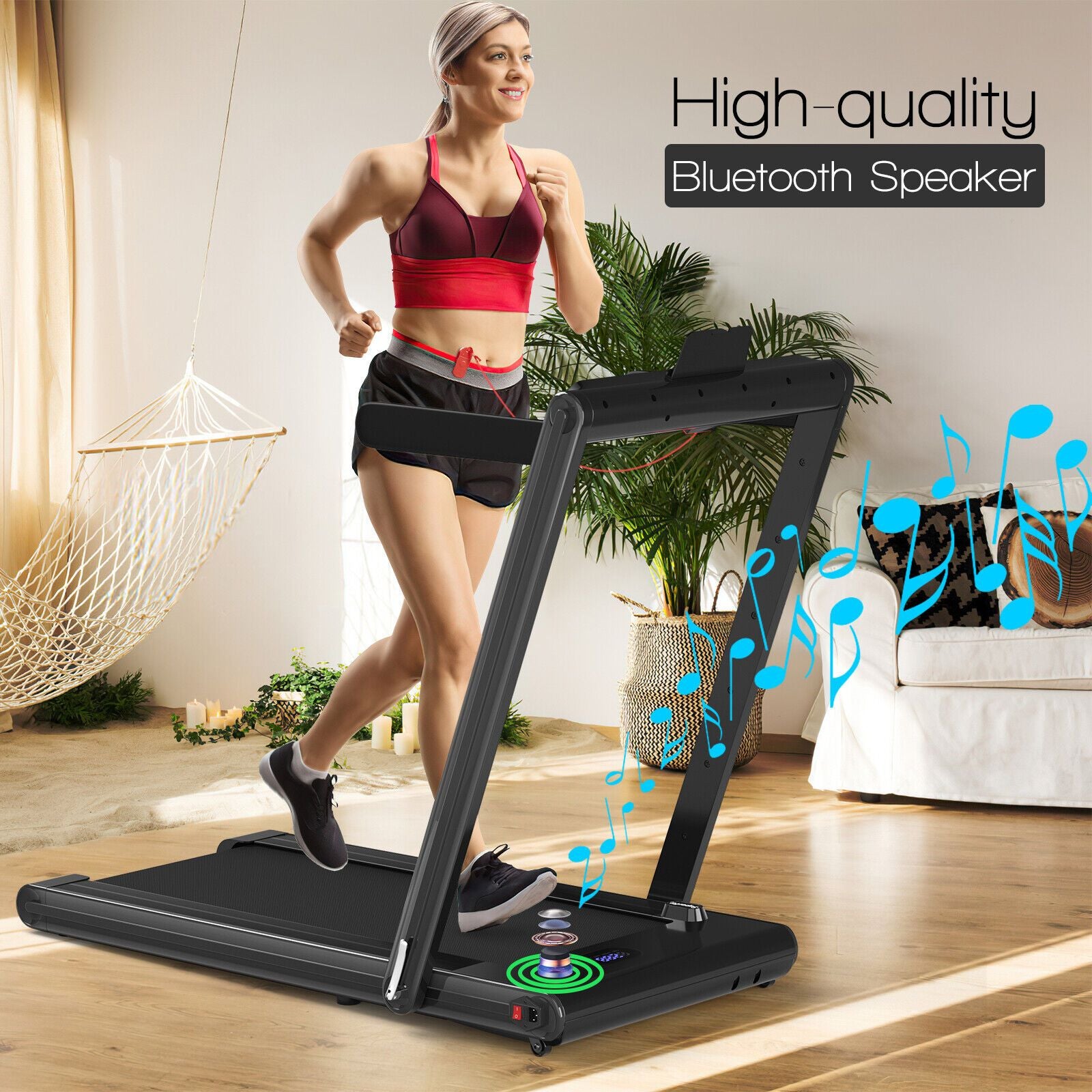2-in-1 Under-Desk Folding Treadmill with Dual LED Display