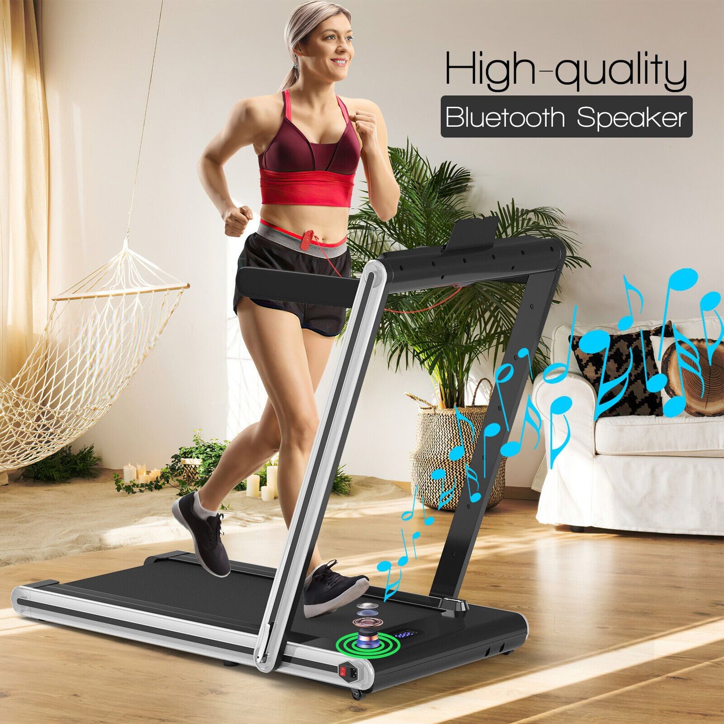 2-in-1 Under-Desk Folding Treadmill with Dual LED Display