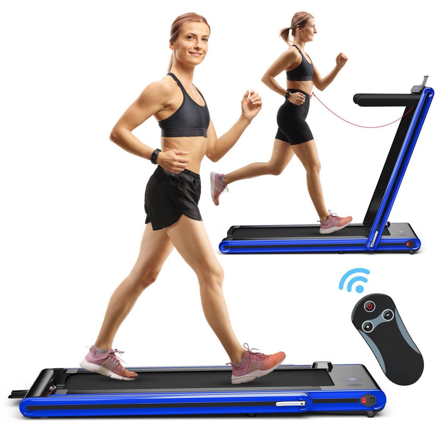 2-in-1 Under-Desk Folding Treadmill with Dual LED Display