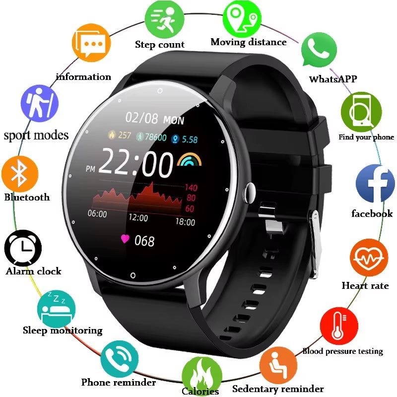 2026 Smartwatch for Men and Women - Waterproof Fitness Tracker with Heart Rate Monitor, Ideal Gift for Android and iOS Users