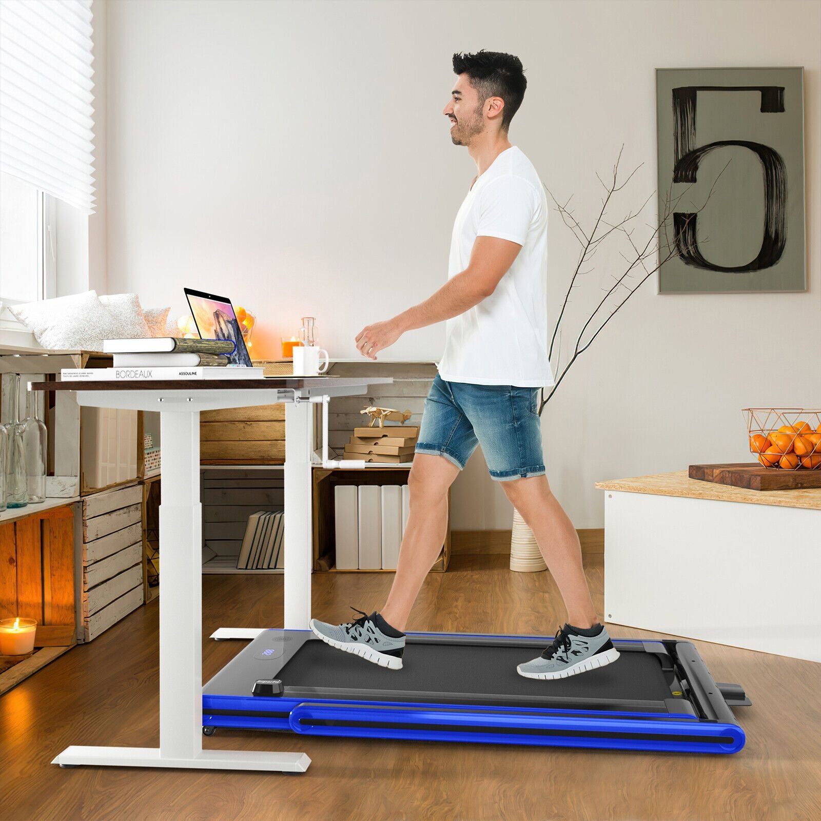 2-in-1 Under-Desk Folding Treadmill with Dual LED Display
