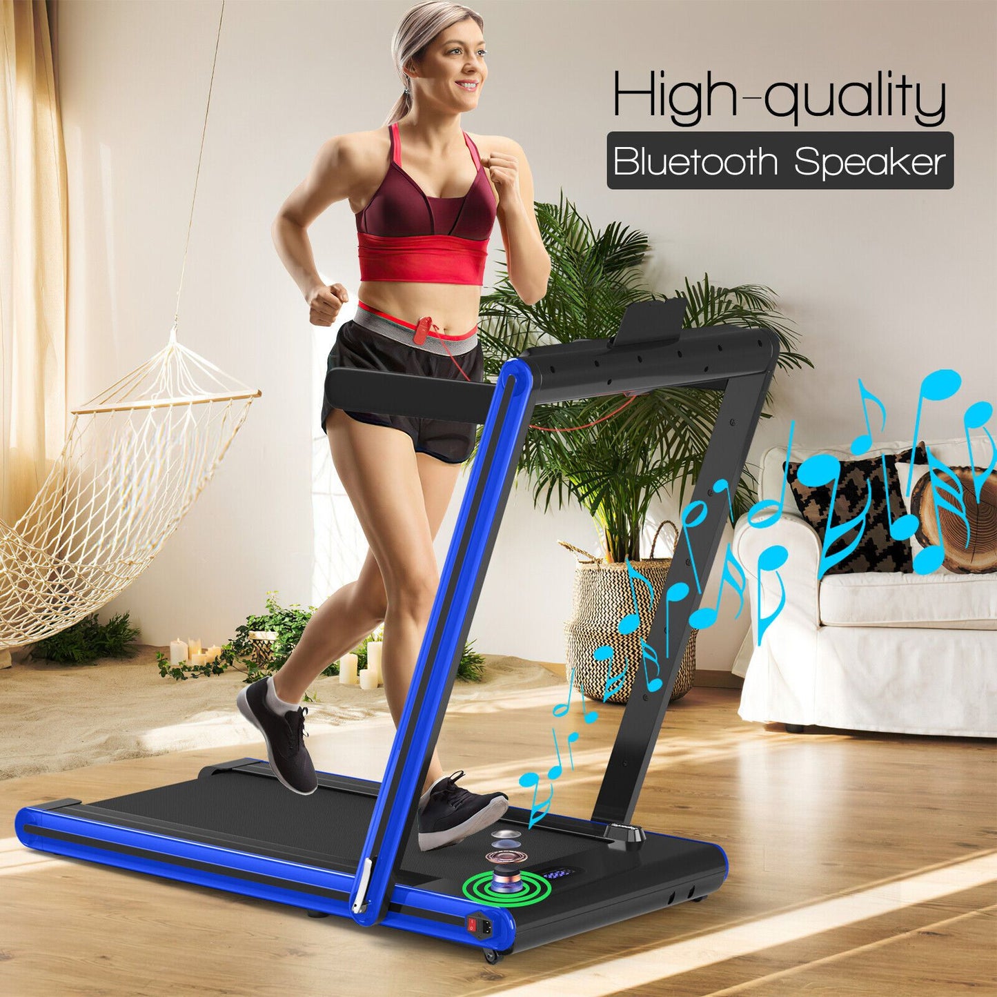 2-in-1 Under-Desk Folding Treadmill with Dual LED Display