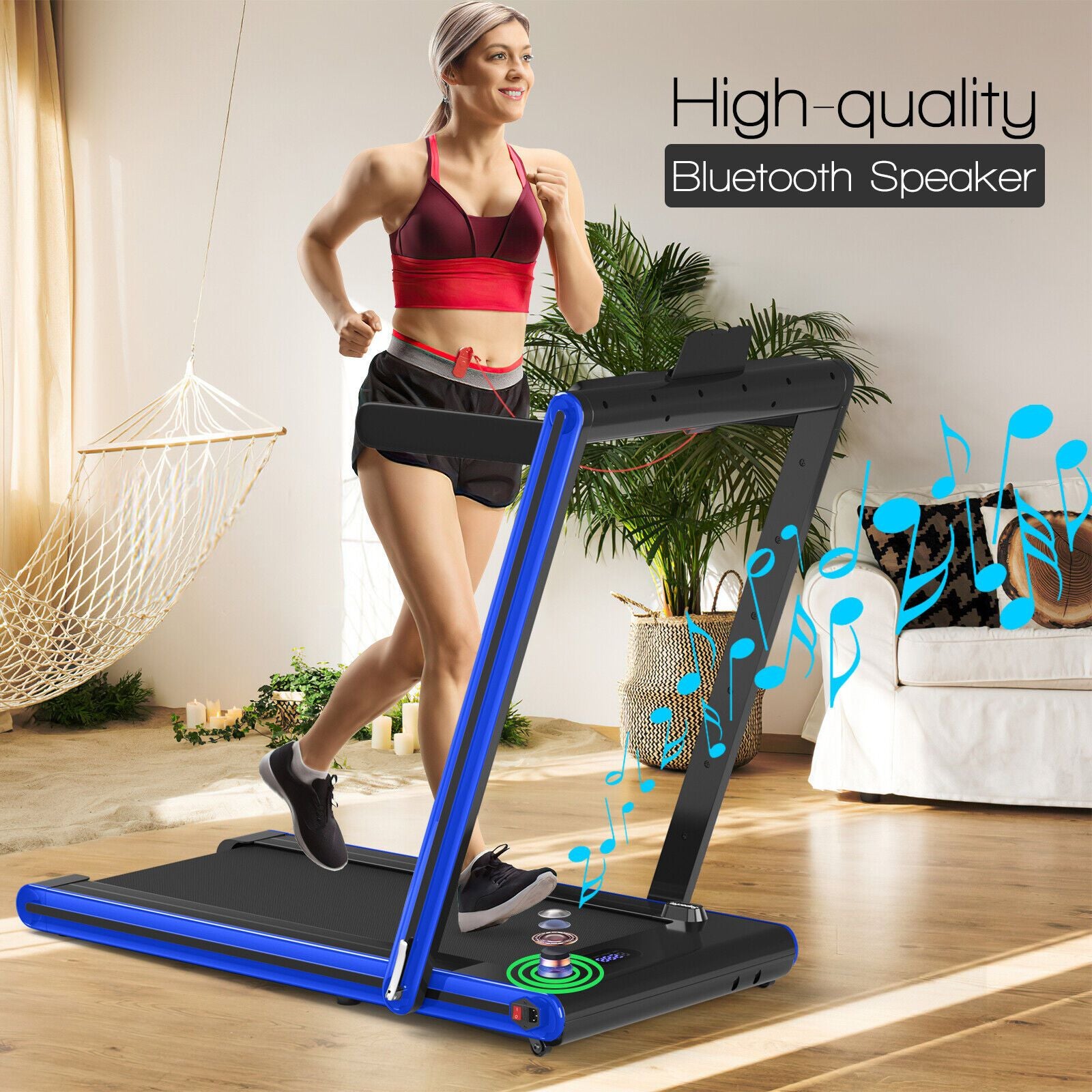 2-in-1 Under-Desk Folding Treadmill with Dual LED Display