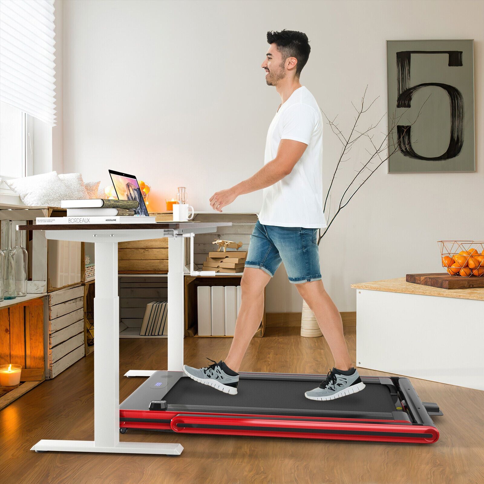 2-in-1 Under-Desk Folding Treadmill with Dual LED Display