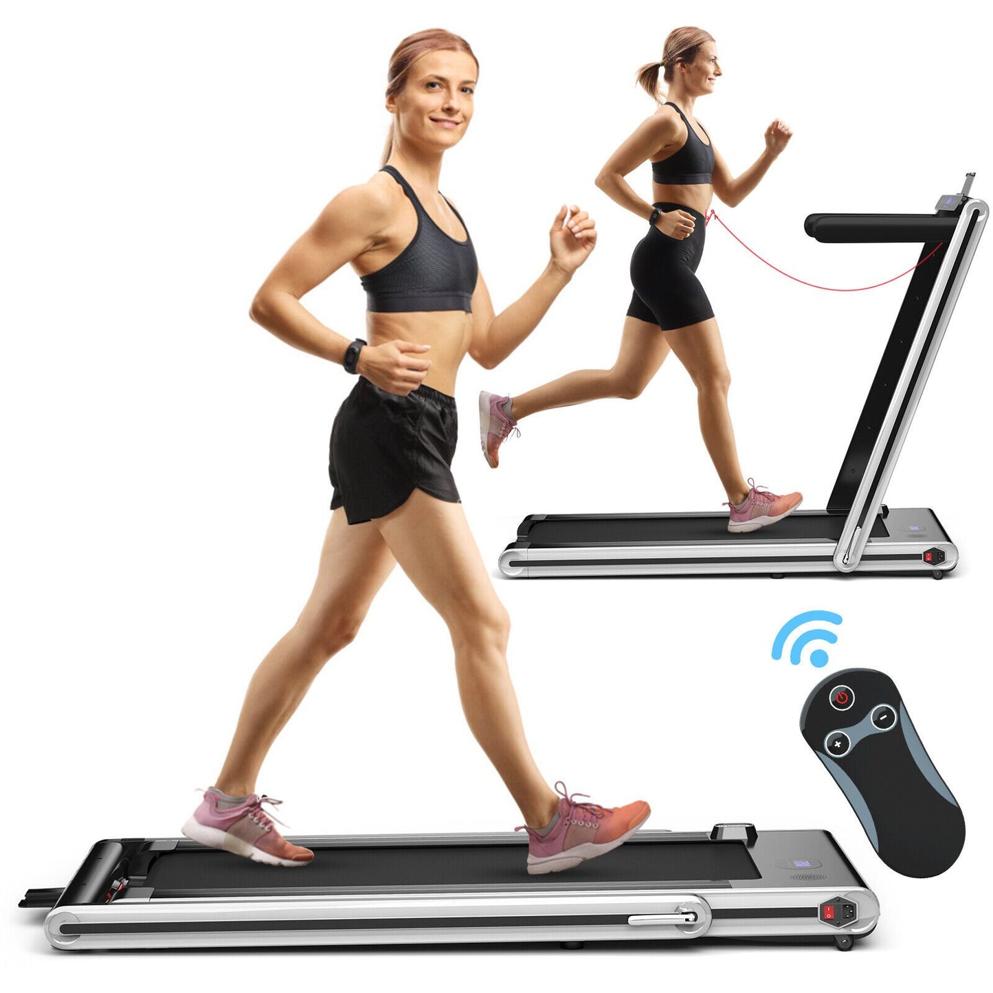 2-in-1 Under-Desk Folding Treadmill with Dual LED Display