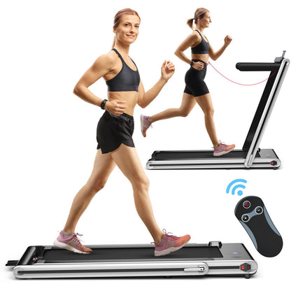 2-in-1 Under-Desk Folding Treadmill with Dual LED Display