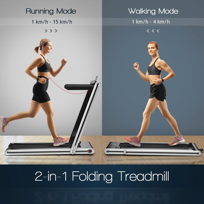 2-in-1 Under-Desk Folding Treadmill with Dual LED Display