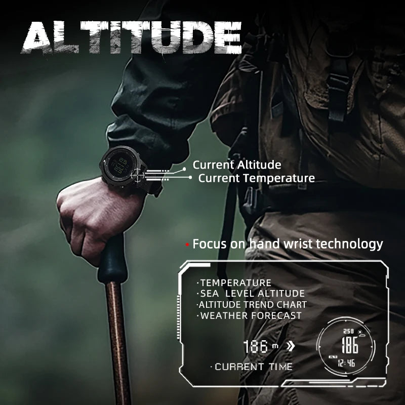 APACHE-46 Digital Watch For Outdoor Sports, Running, Swimming,  Altimeter Barometer Compass WR50M