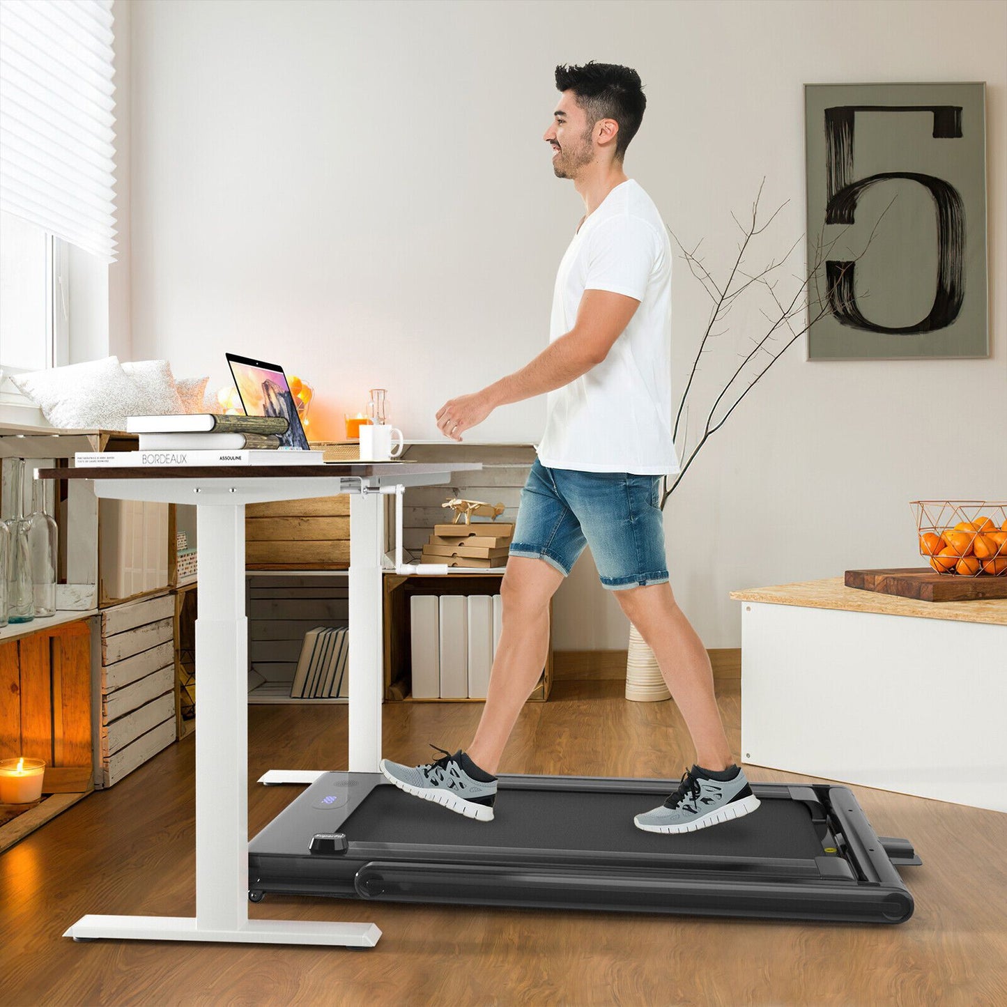 2-in-1 Under-Desk Folding Treadmill with Dual LED Display