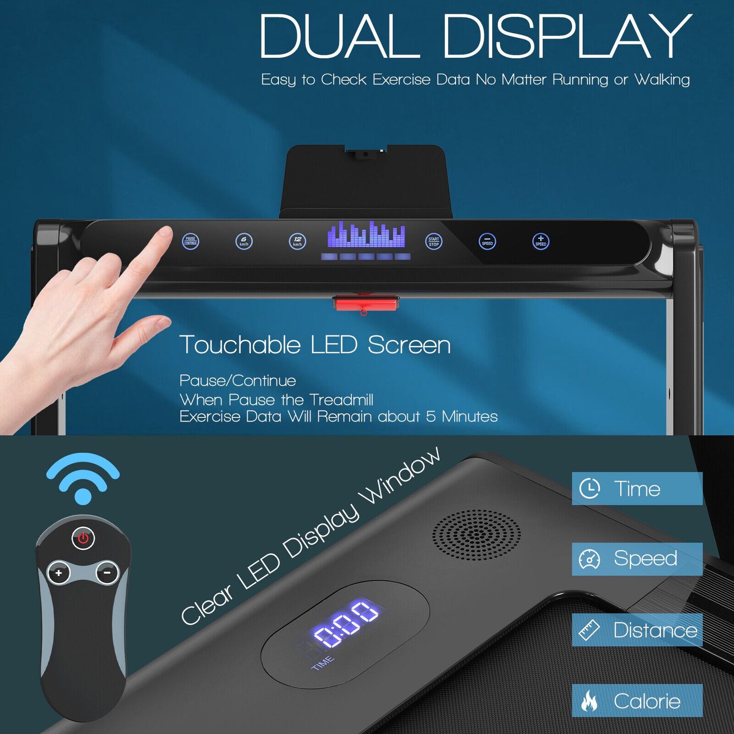 2-in-1 Under-Desk Folding Treadmill with Dual LED Display