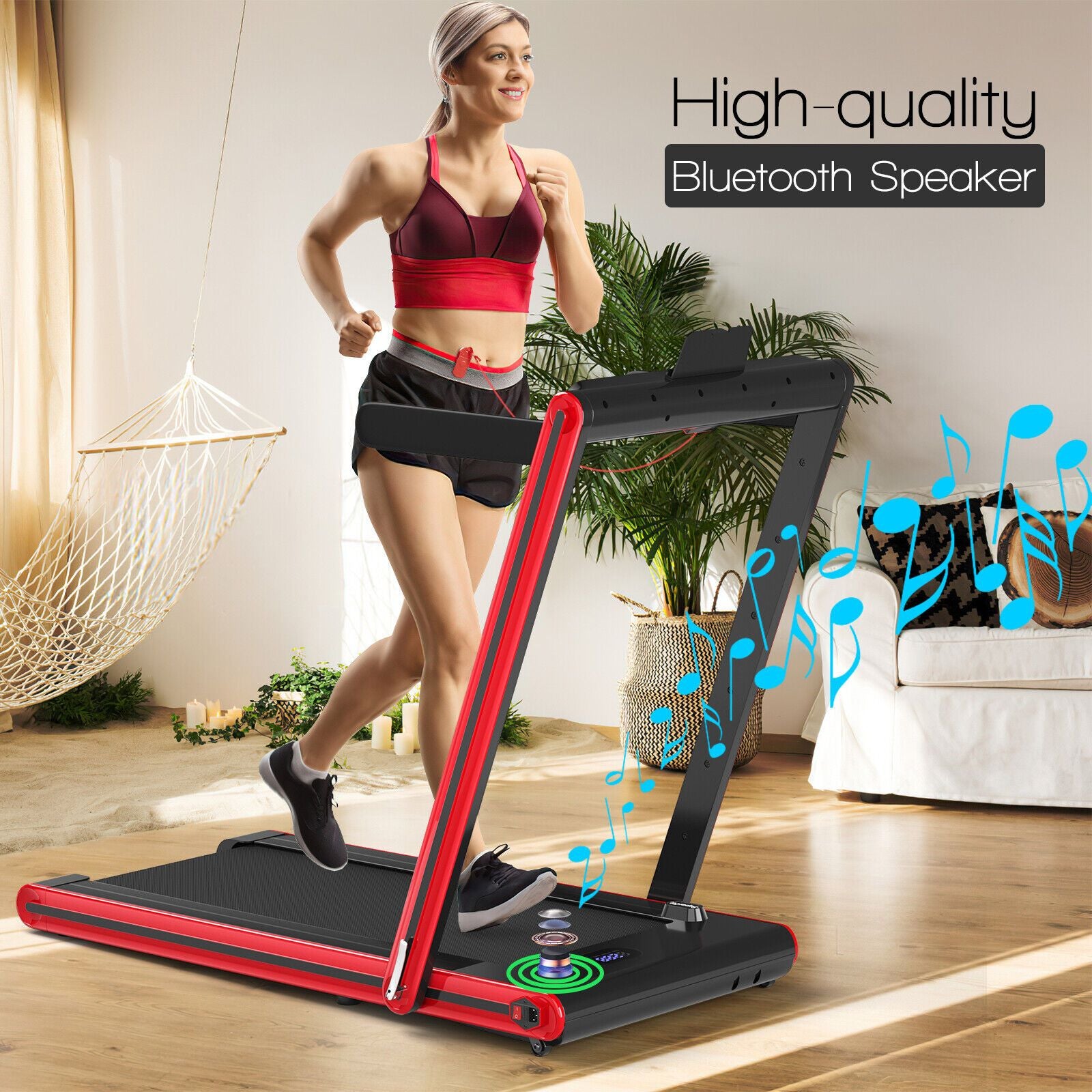 2-in-1 Under-Desk Folding Treadmill with Dual LED Display