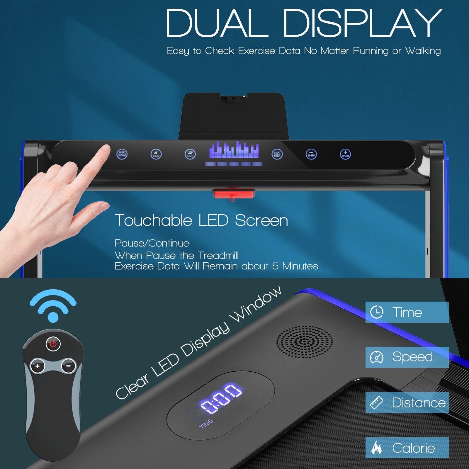 2-in-1 Under-Desk Folding Treadmill with Dual LED Display