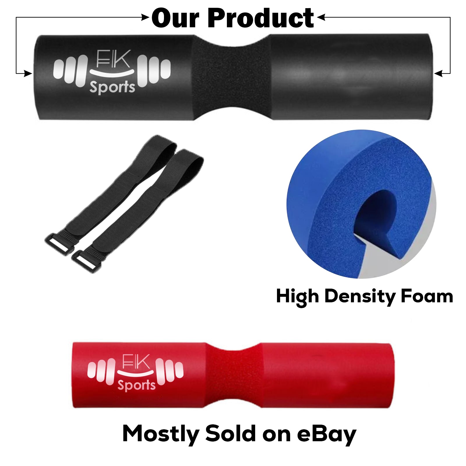 Barbell Pad for Weightlifting - Foam Padding for Squat Bar Neck and Shoulder Protection