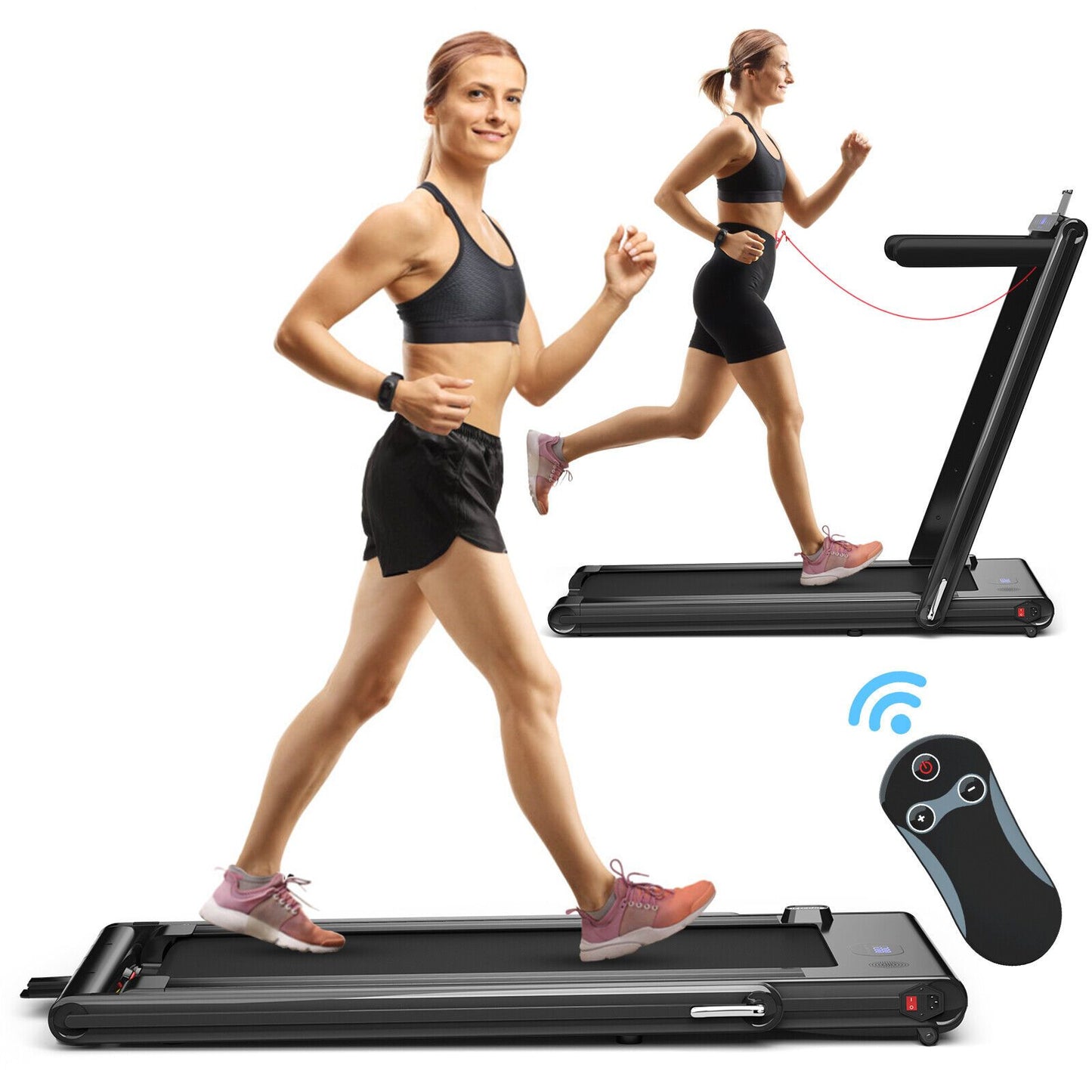 2-in-1 Under-Desk Folding Treadmill with Dual LED Display
